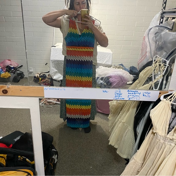 Vintage The Pyramid Collection Rainbow Maxi Dress Wrap Top Sleeveless V Medium - Picture 3 of 13